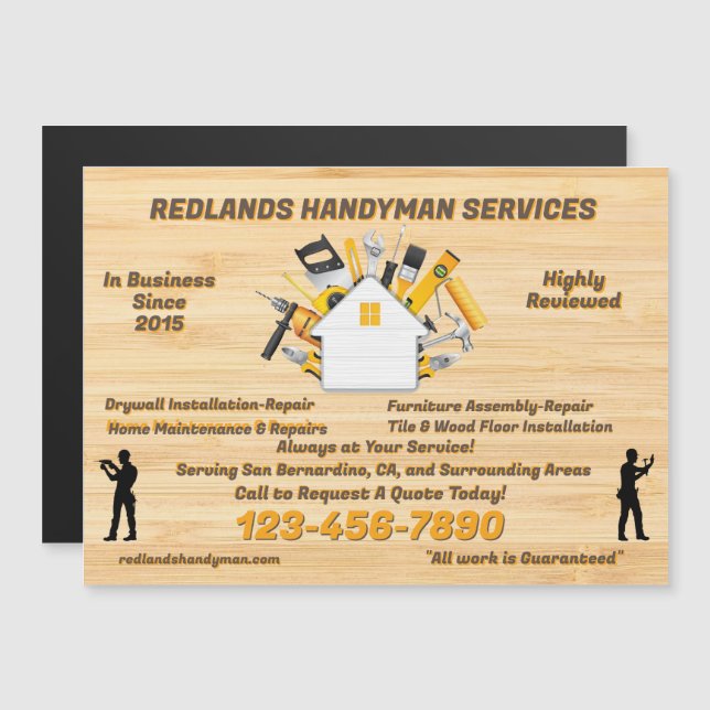 Customise Detailed Handyman Business Magnetic Card