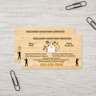 Customise Detailed Handyman Promo Business Card