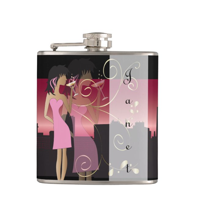 Customise Diva Girls Night Out Hip Flask (Front)