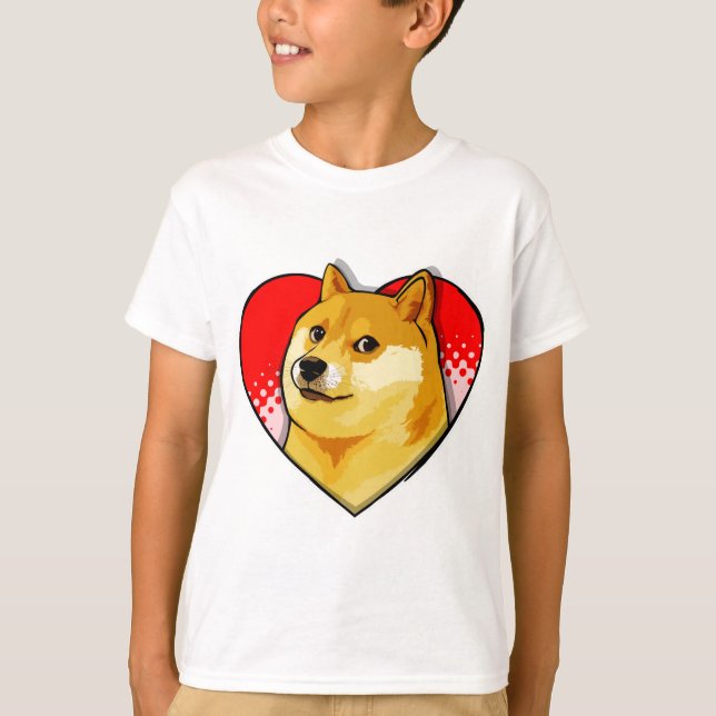 Customise Doge Meme Love Heart T-Shirt (Front)