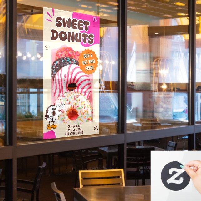 Customise Doughnuts Beige Pink Promotion (Restaurant Window)