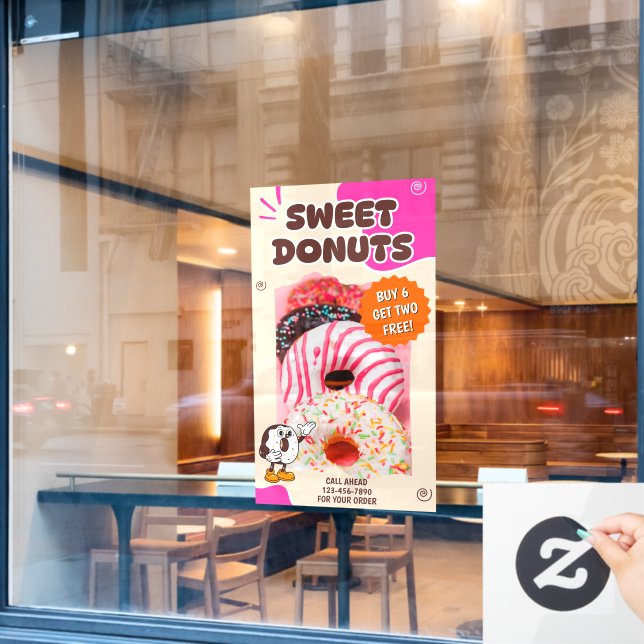 Customise Doughnuts Beige Pink Promotion (Cafe Window)