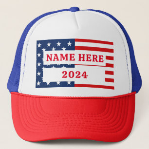 Customise Election Name American Flag Trucker Hat