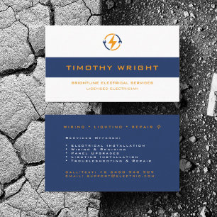 Customise Electrician Powers Wire Repair Services  Business Card