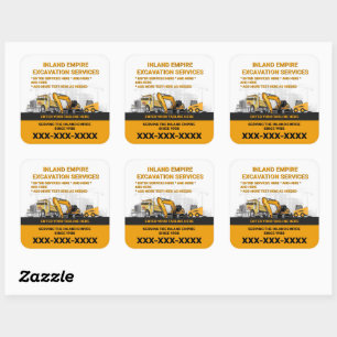 Customise Excavation General Contractor Constructi Square Sticker