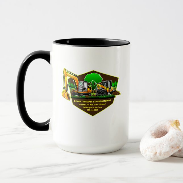 Customise Excavation Landscaping Services Contract Mug (With Donut)