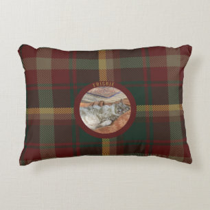Customise Family Cat Maple Leaf Tartan Bed Decorative Cushion