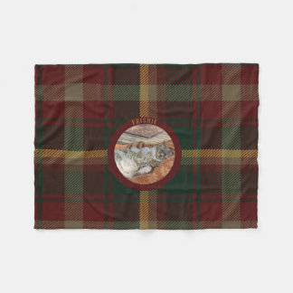 Customise Family Cat Maple Leaf Tartan Kitty Fleece Blanket