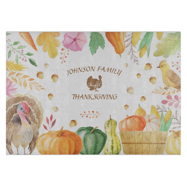 Customise Family Name Traditional Thanksgiving Cutting Board (Front)