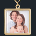 Customise family photo gold plated necklace<br><div class="desc">Customise family photo. Easily personalise by replacing the template photo with a memorable photo of your own family.</div>