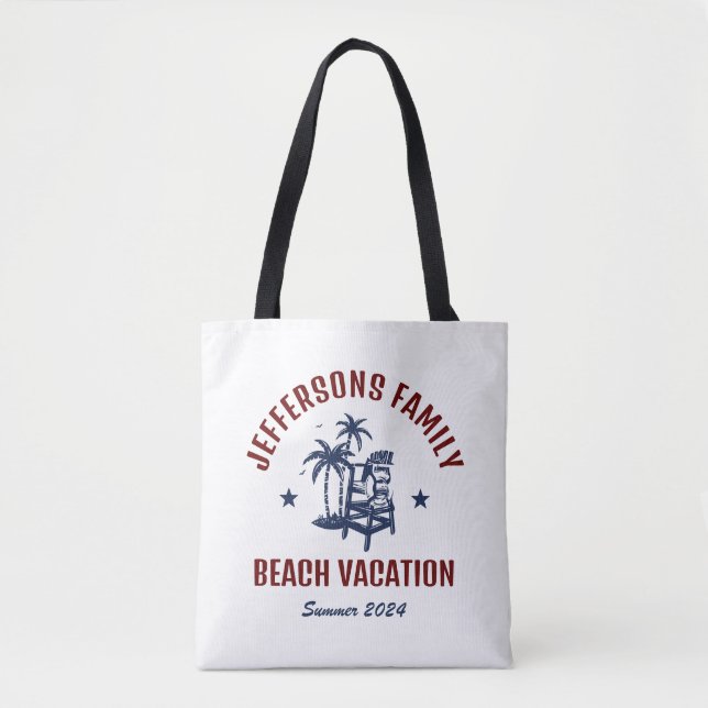 Customise Family Vacation Retro Beach Holiday Trip Tote Bag (Front)