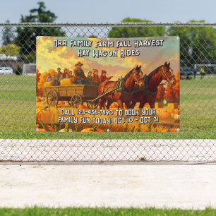 Customise Farm Fall Harvest Horse Drawn Wagon Ride Banner