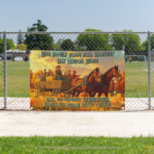 Customise Farm Fall Harvest Horse Drawn Wagon Ride Banner