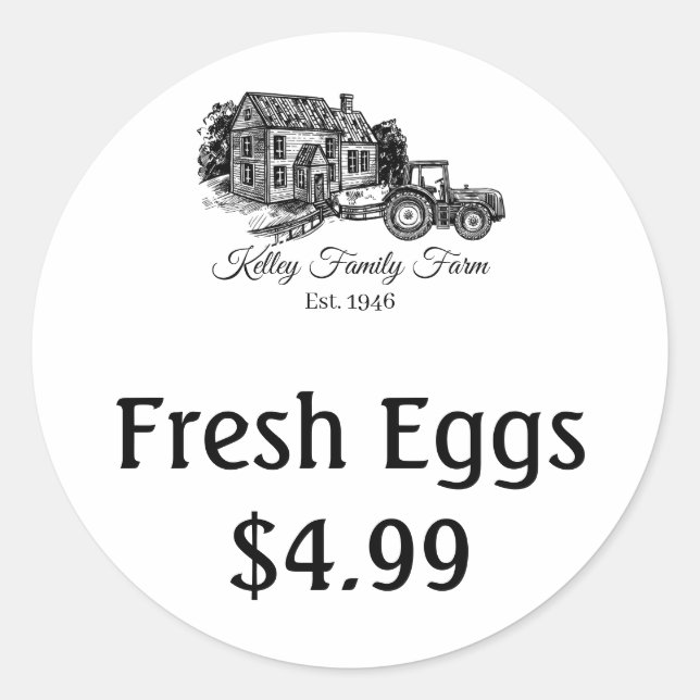 Customise Farm Fresh Egg Price Labels (Front)