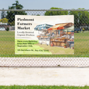 Customise Farmers Market Green Brown Illustrated Banner
