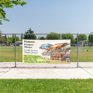 Customise Farmers Market Green Brown Illustrated Banner