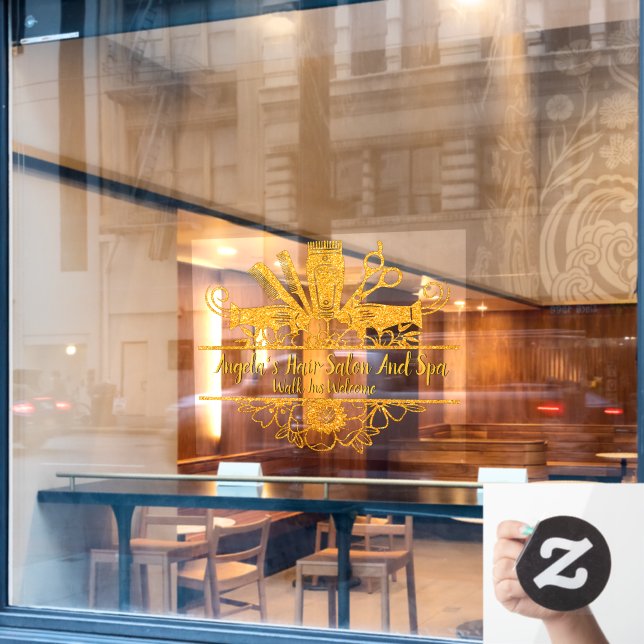 Customise Faux Gold Glitter Hair Salon And Spa  (Cafe Window)