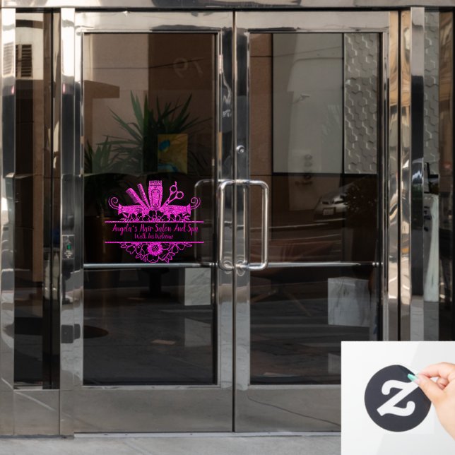 Customise Faux Pink Glitter Hair Salon And Spa  (Office Door)