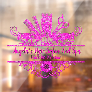 Customise Faux Pink Glitter Hair Salon And Spa 