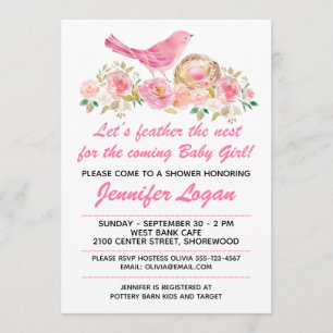 Customise Feather the Nest Baby Shower Invitation