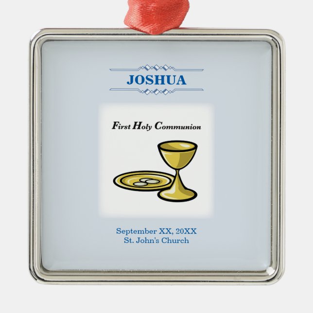Customise, First Communion Body and Blood Metal Ornament (Front)