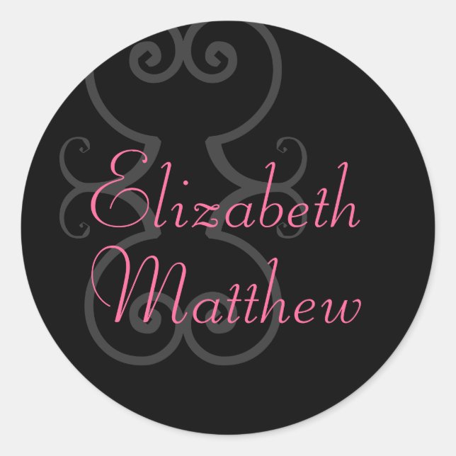 Customise First Names Elegant Black Seal Sticker (Front)