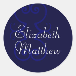 Customise First Names Elegant Blue Seal Sticker