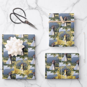 Customise First Wedding Anniversary Celebration Wrapping Paper Sheet