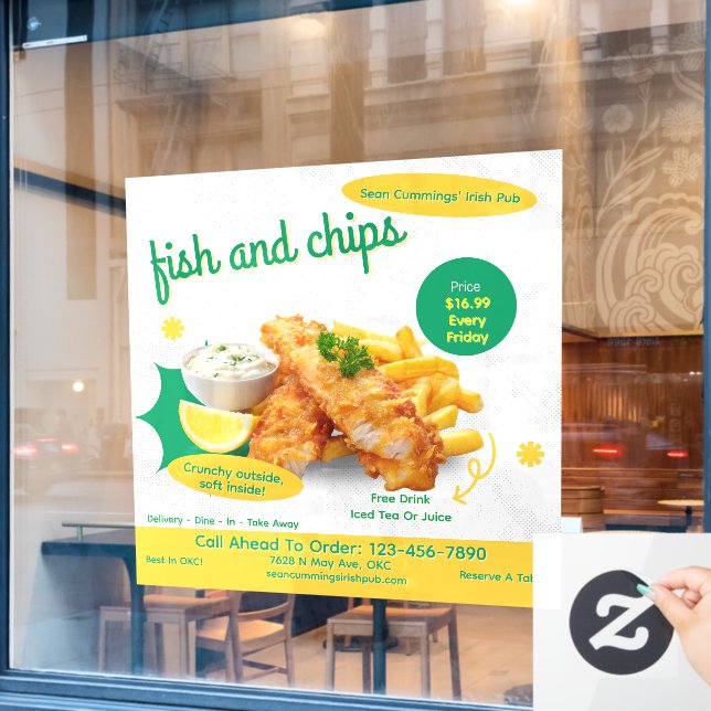 Customise Fish and Chips Restaurant Promotional (Cafe Window)