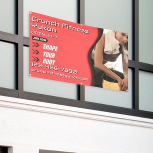 Customise Fitness Gym Woman Model Salmon Black  Banner