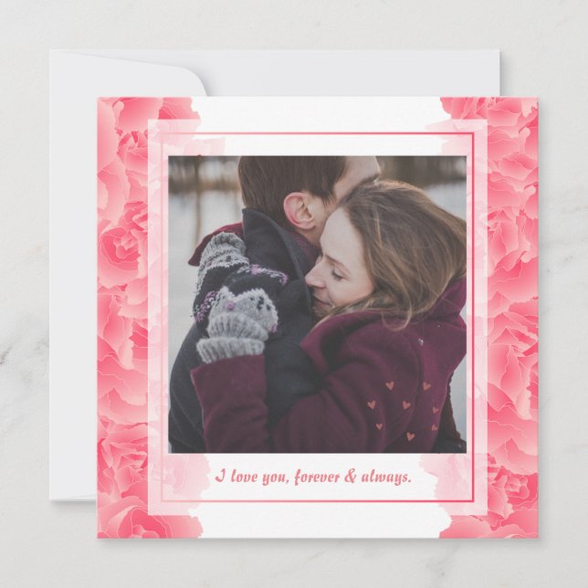 Customise floral Happy Valentine's Day 1 Photo Invitation (Front)