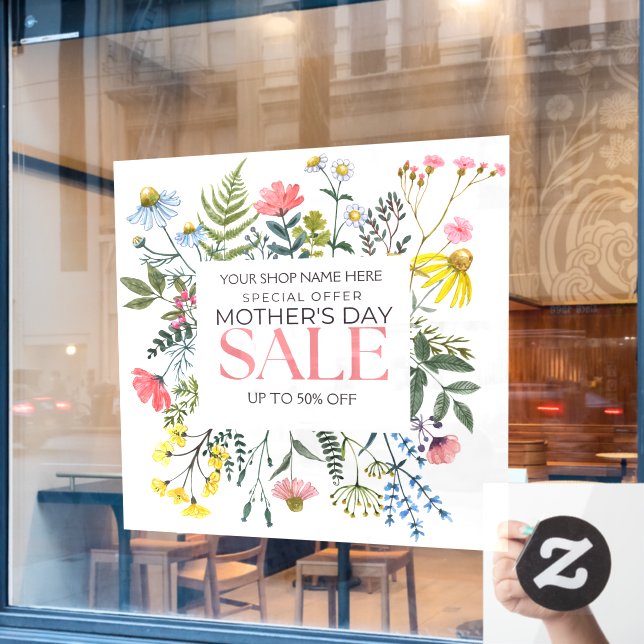 Customise Floral White Mother's Day Sale Shop (Cafe Window)