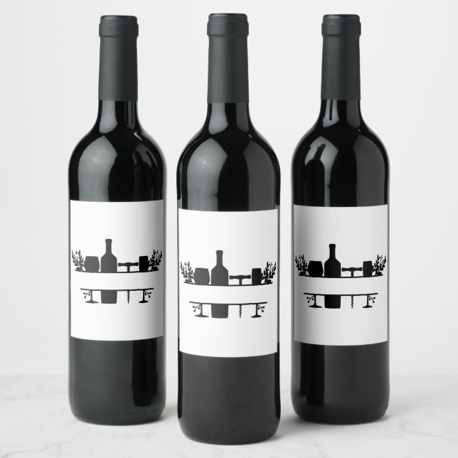 Customise Floral Wine Split Frame Wine Label (Bottles)