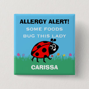 Customise Food Allergy Alert Ladybug Button