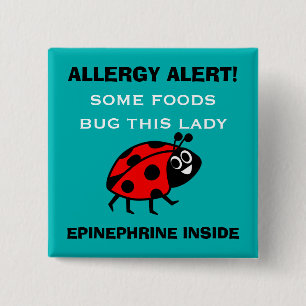Customise Food Allergy Alert Ladybug Button