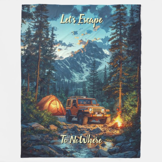 Customise Four Wheel Drive Let's Escape To NoWhere Fleece Blanket (Front)