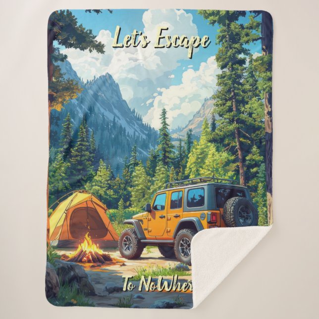 Customise Four Wheel Drive Let's Escape To NoWhere Sherpa Blanket (Front)