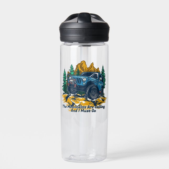 Customise Four Wheel Drive The Mountains Calling Water Bottle (Front)