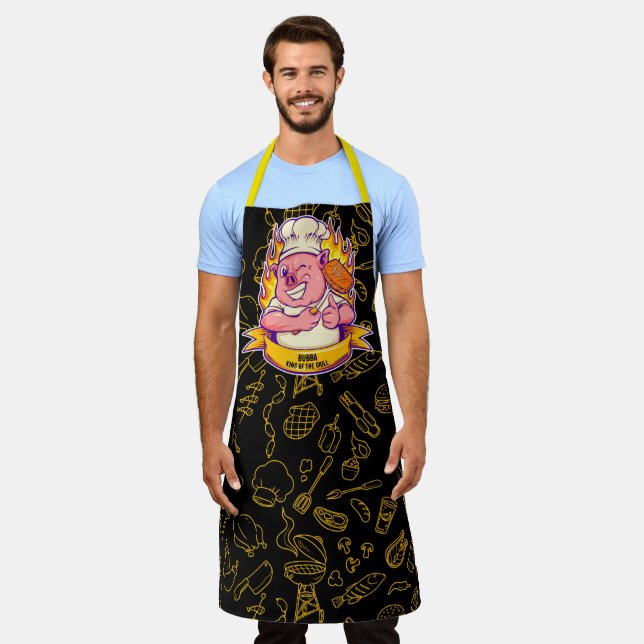 Customise Funny Barbecue Chef Hog Pig Grilling  Apron (Worn)