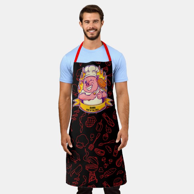 Customise Funny Barbecue Chef Hog Pig Grilling  Apron (Worn)