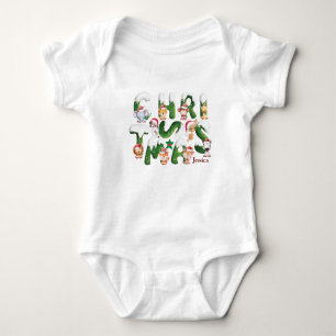 Customise Funny Christmas Alphabet  wild Animal   Baby Bodysuit