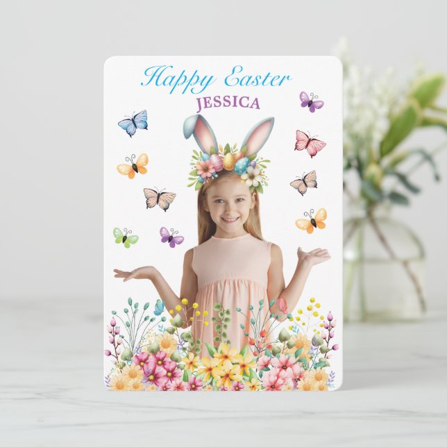 Customise Funny Easter Bunny Ears Invitation (Standing Front)