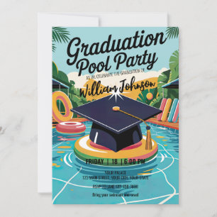 Customise Funny Lively Pool Graduation Party Invitation
