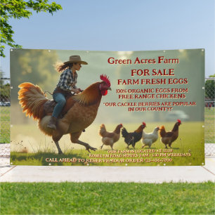 Customise Funny Organic Farm Fresh Eggs Cage Free Banner