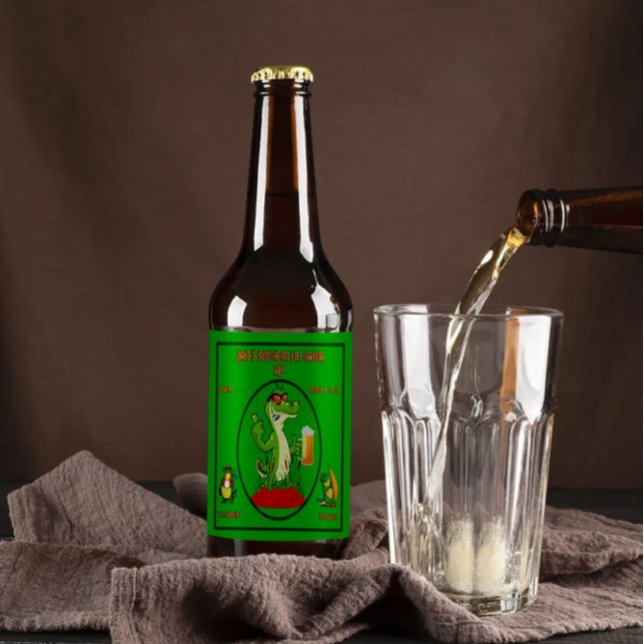 Customise Funny Southern Gator Fishing Wind Surfin Beer Bottle Label (Creator Uploaded)