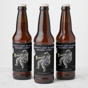 Customise Funny Spaceman Astronaut Lost In Space  Beer Bottle Label