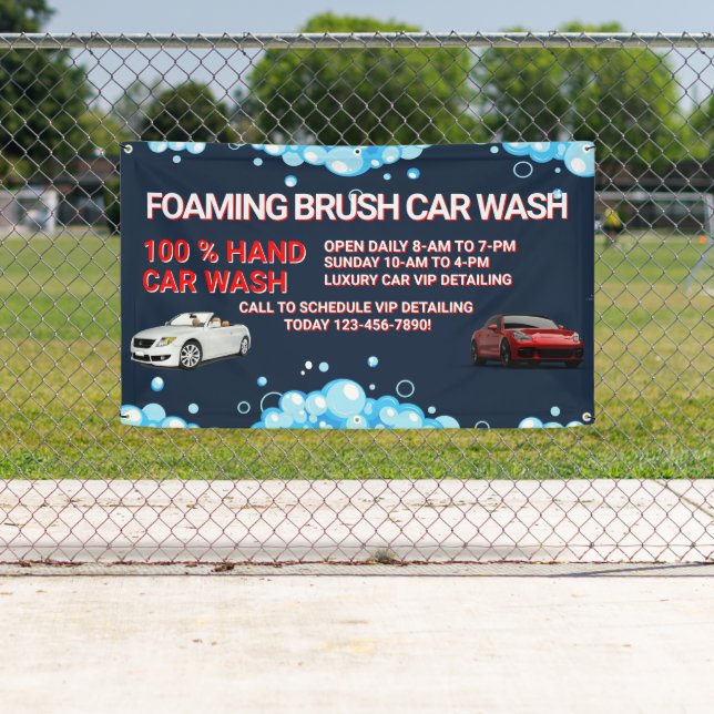 Customise Generic Large Car Wash Business  Banner (Insitu)