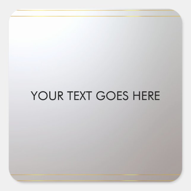 Customise Gold Silver Add Your Text Here Top Square Sticker (Front)