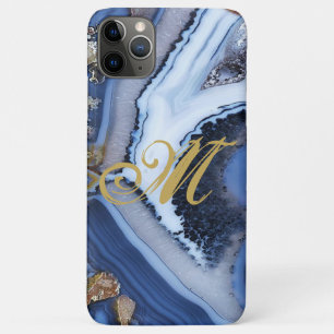 Customise Gold White Blue MARBLE Phone Case Inital