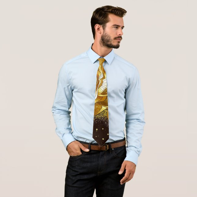 Customise golden flower with black background tie (In Situ)